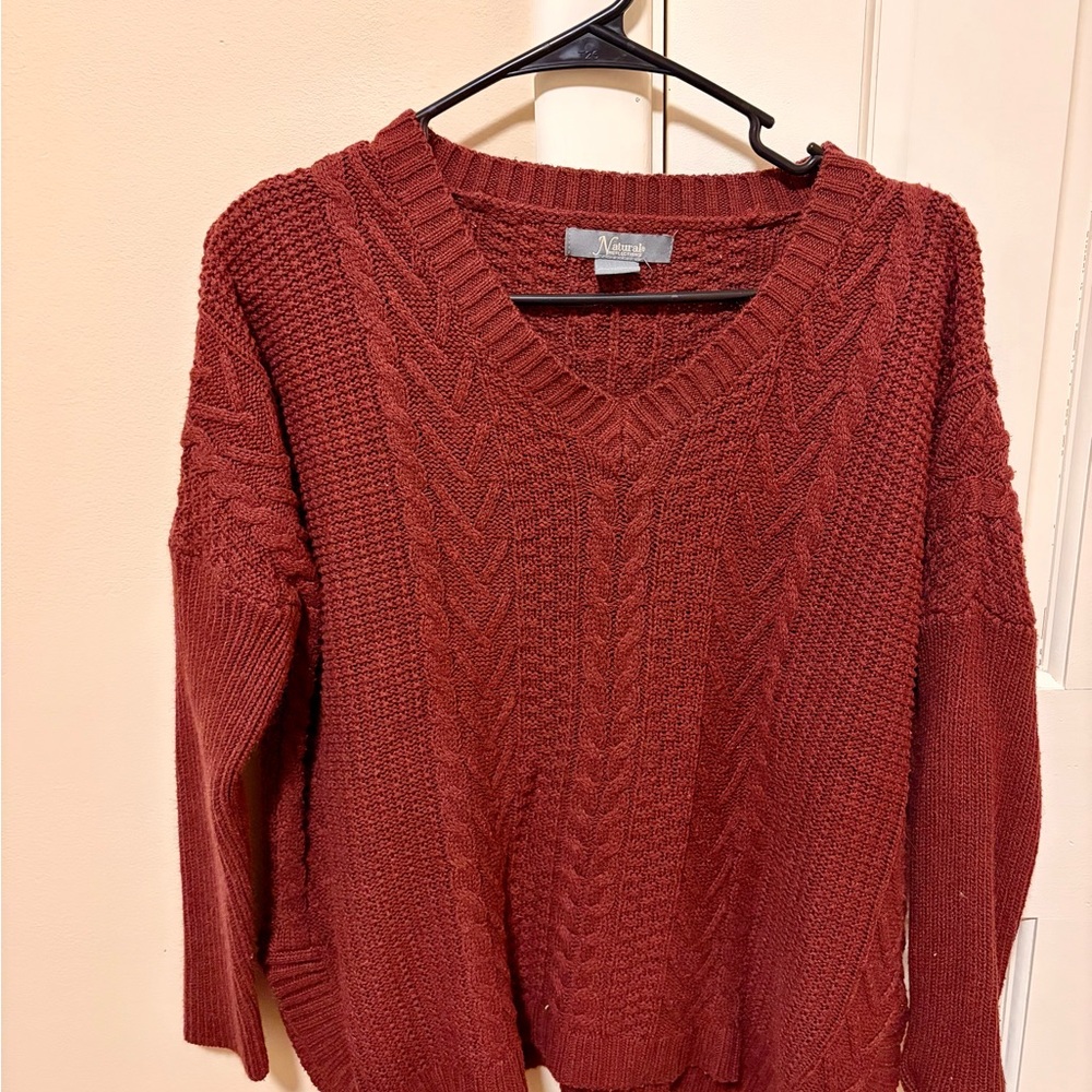 Natural Reflections Women's Deep maroon V-Neck Sweater